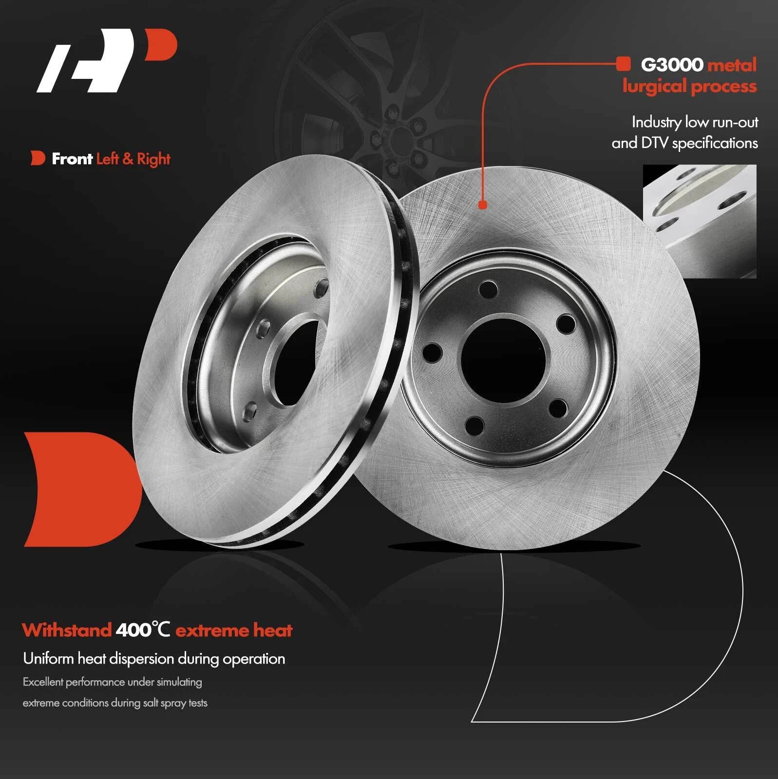 Front Disc Brake Rotors for Ford C-Max Focus (2013–2018) Volvo S40 C30
