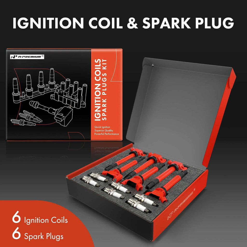 6 Ignition Coils and 6 Spark Plugs for Toyota Lexus (Iridium Platinum) (2010–2018)