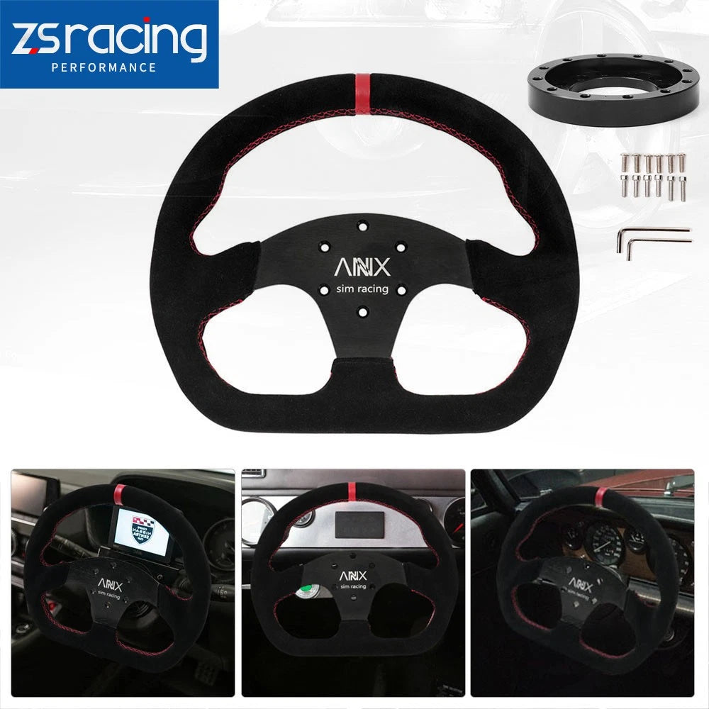 13" Suede Steering Wheel + Adapter Plate for Logitech G25 G27 G29 G920