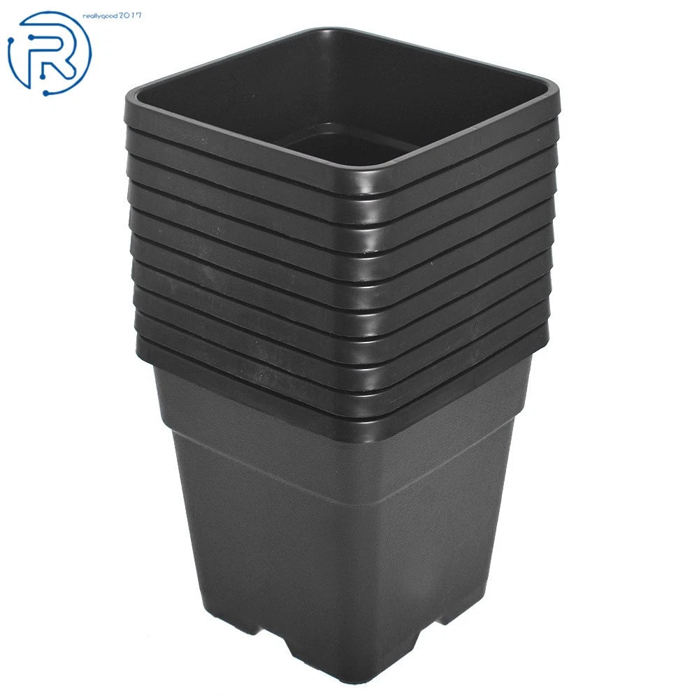 Set of 10 Reusable 2 Gallon Black Nursery Pots for Plants