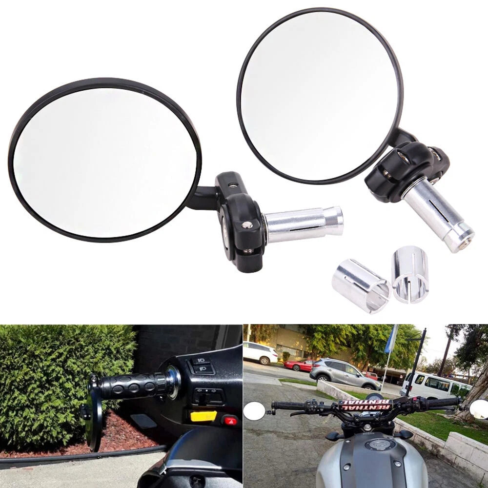 7/8" Handle Bar End Round Mirrors for Honda Suzuki