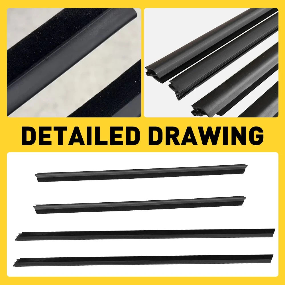 Set of 4 Door Weatherstrip Window Moulding Trim Seals for Honda Fit Jazz (2008–2013)