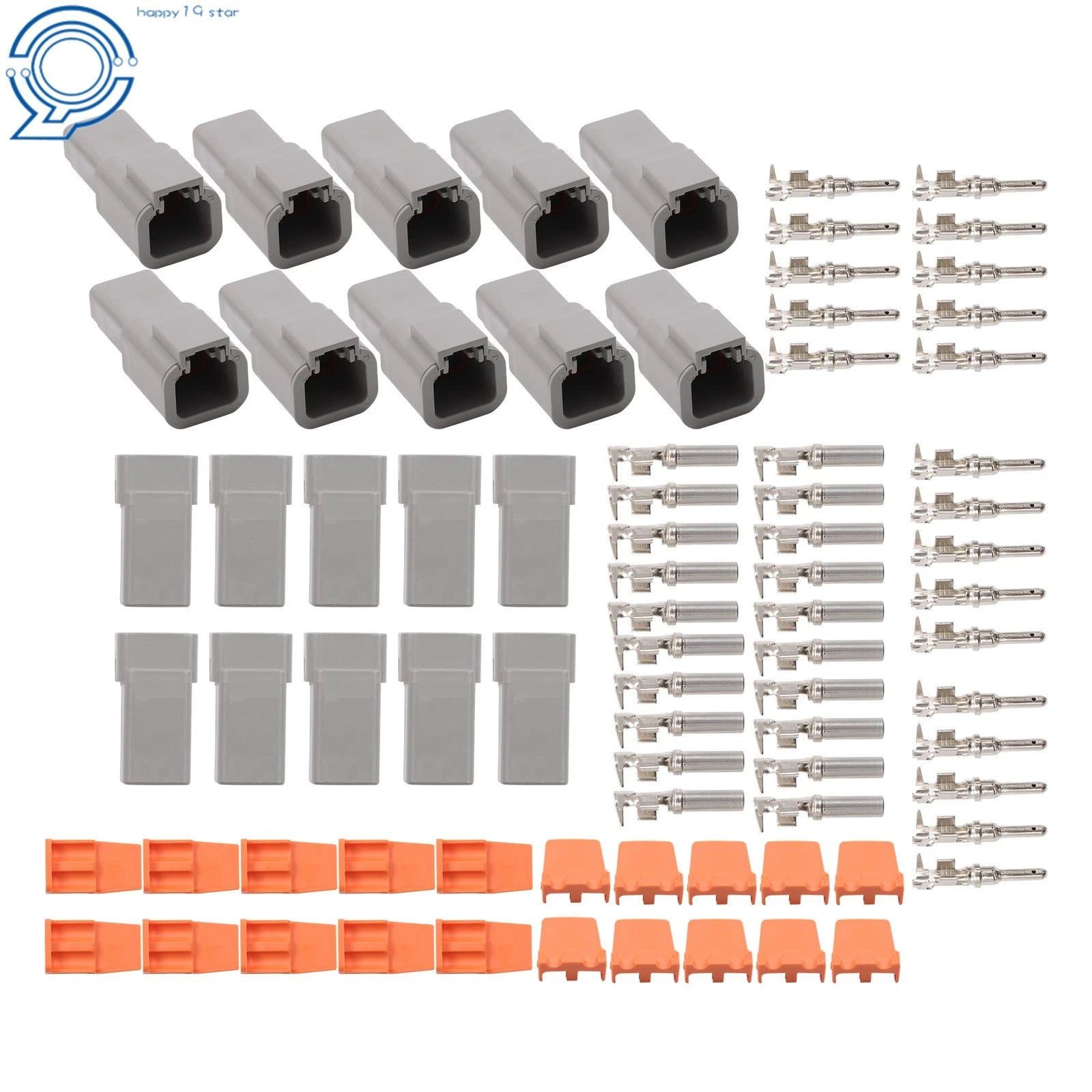 Set of 10 DTP 2 Pin Connector Kit with 20 Pairs 16-12 AWG Contacts 25A