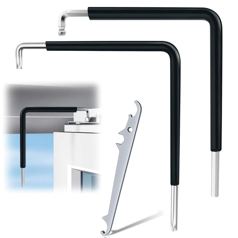 Set of 3 Chrome Window Adjustment Parts with Key and 4mm Socket