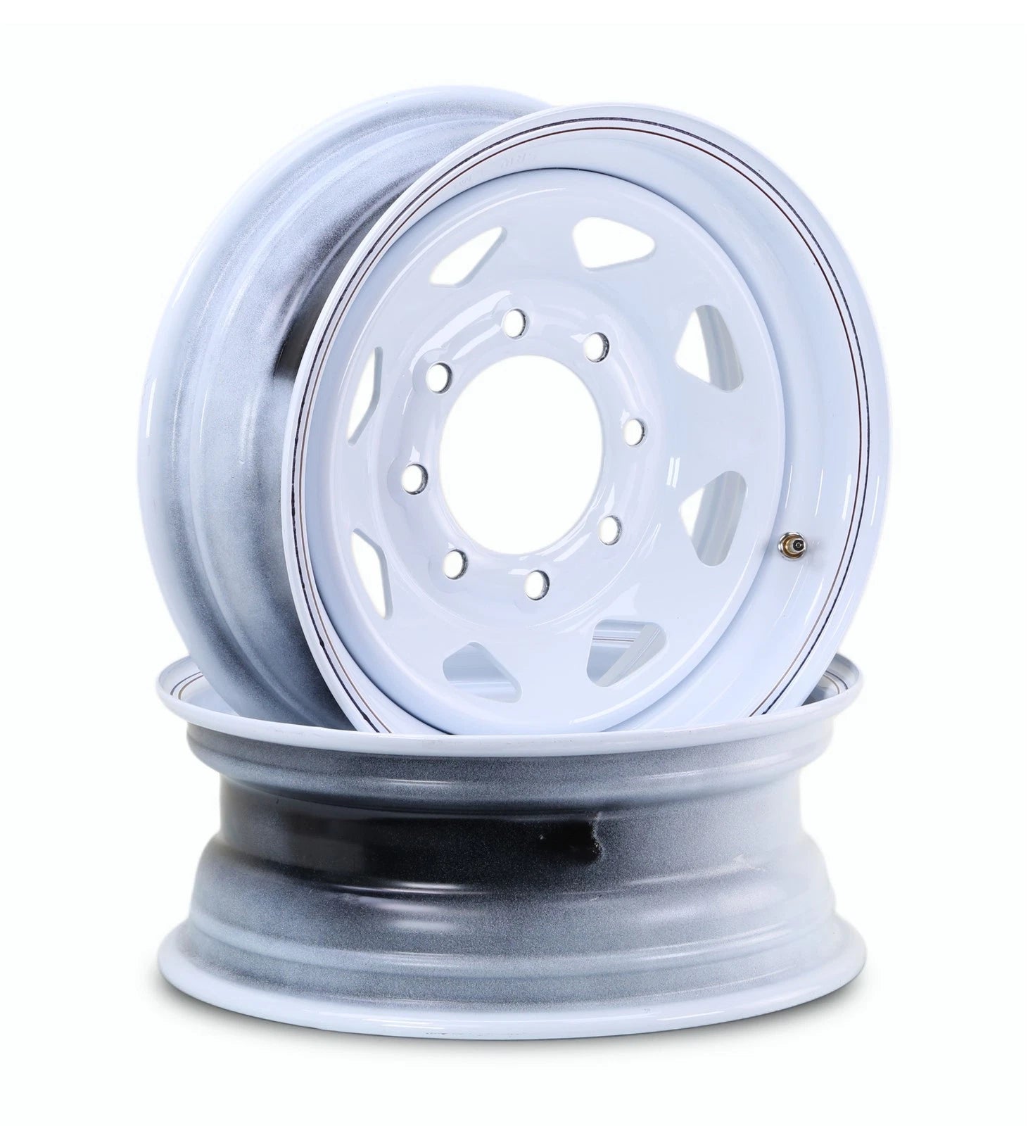 Set of 2 Libra 16x6 HD Trailer Wheels 8 Lug 6.5" PCD White Spoke (PK 2-17059)