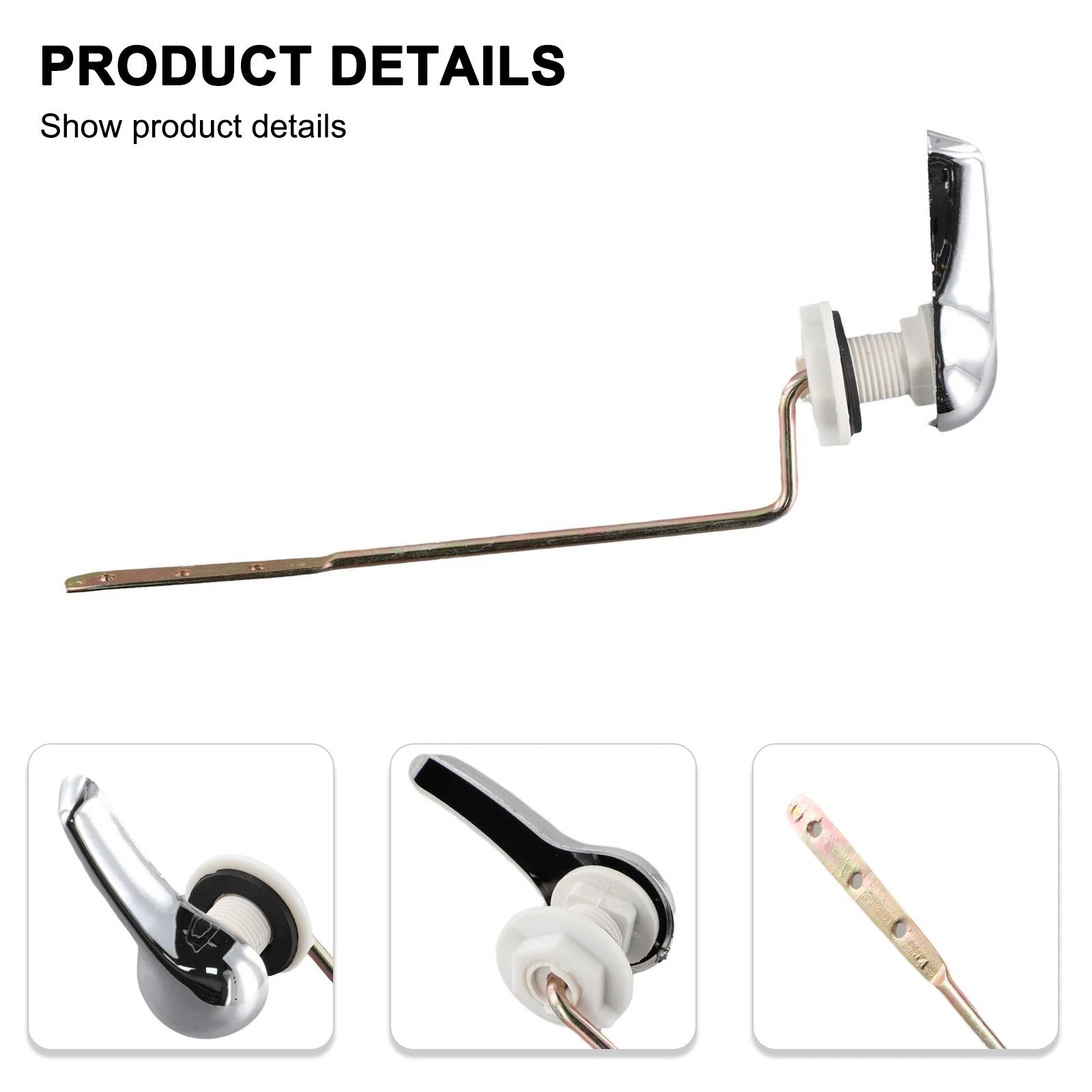 Toilet Tank Flush Lever Handle Assembly Chrome Finish for Universal Fit