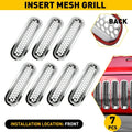 Set of 7 Front Mesh Grille Inserts Trim Chrome for Jeep Wrangler JK (2007–2018)