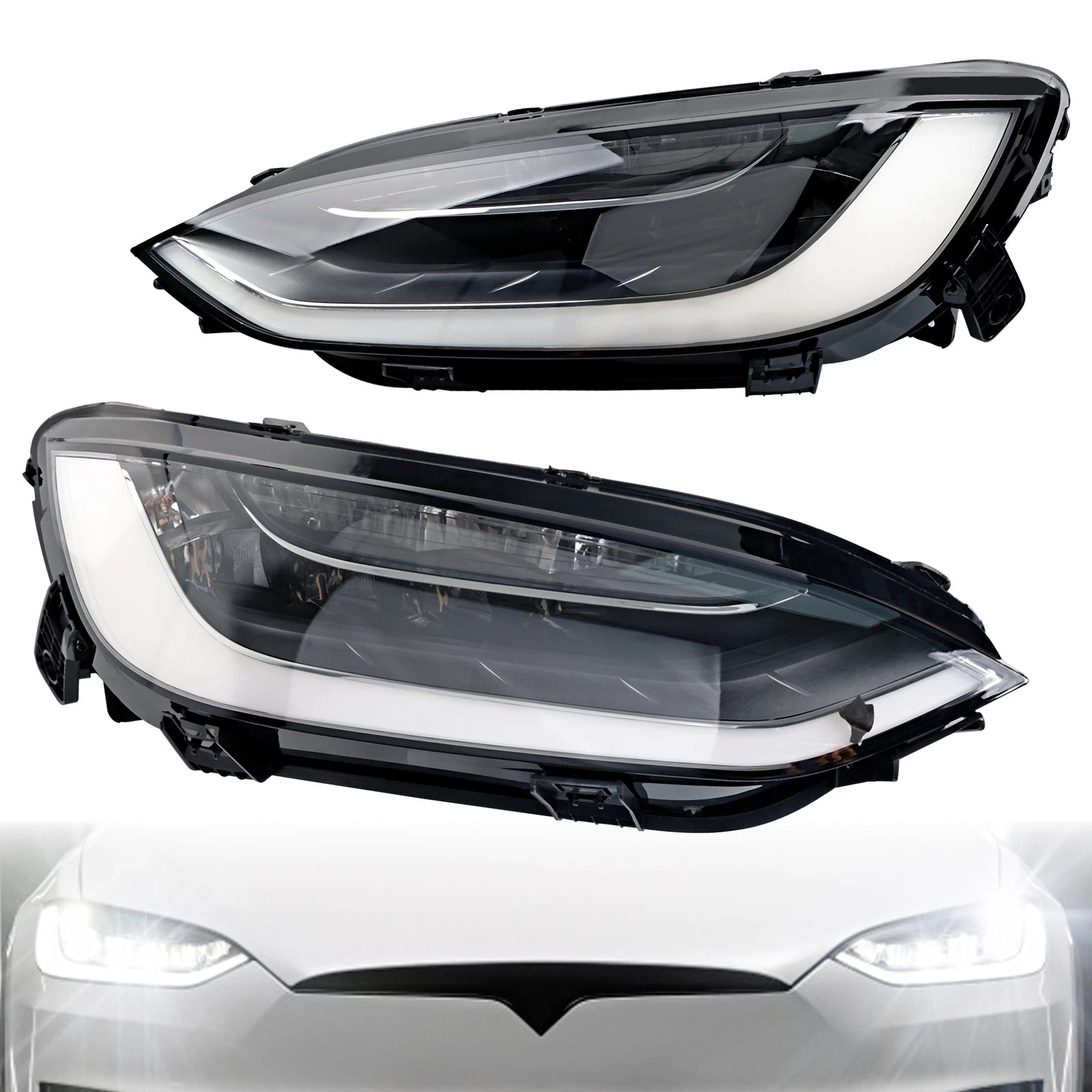 2X LED Headlight Assembly for Tesla Model X Plaid (2022–2024)