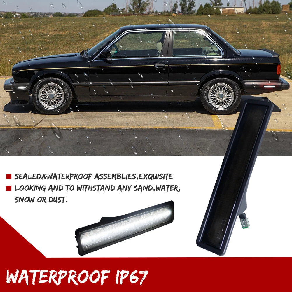 Smoke White LED Side Marker Lights for BMW E30 3 Series, E34 5 Series (1982–1996)
