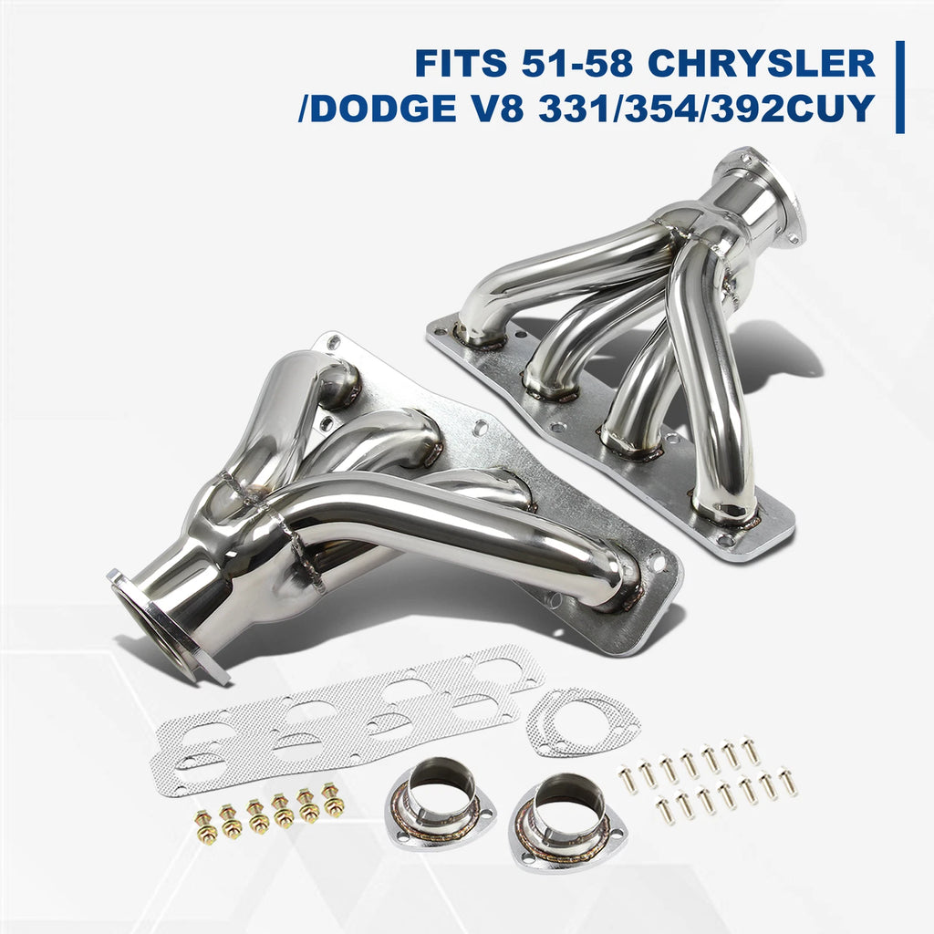 Stainless Steel Exhaust Header for Chrysler Hemi V8 354 392 (1951–1958)