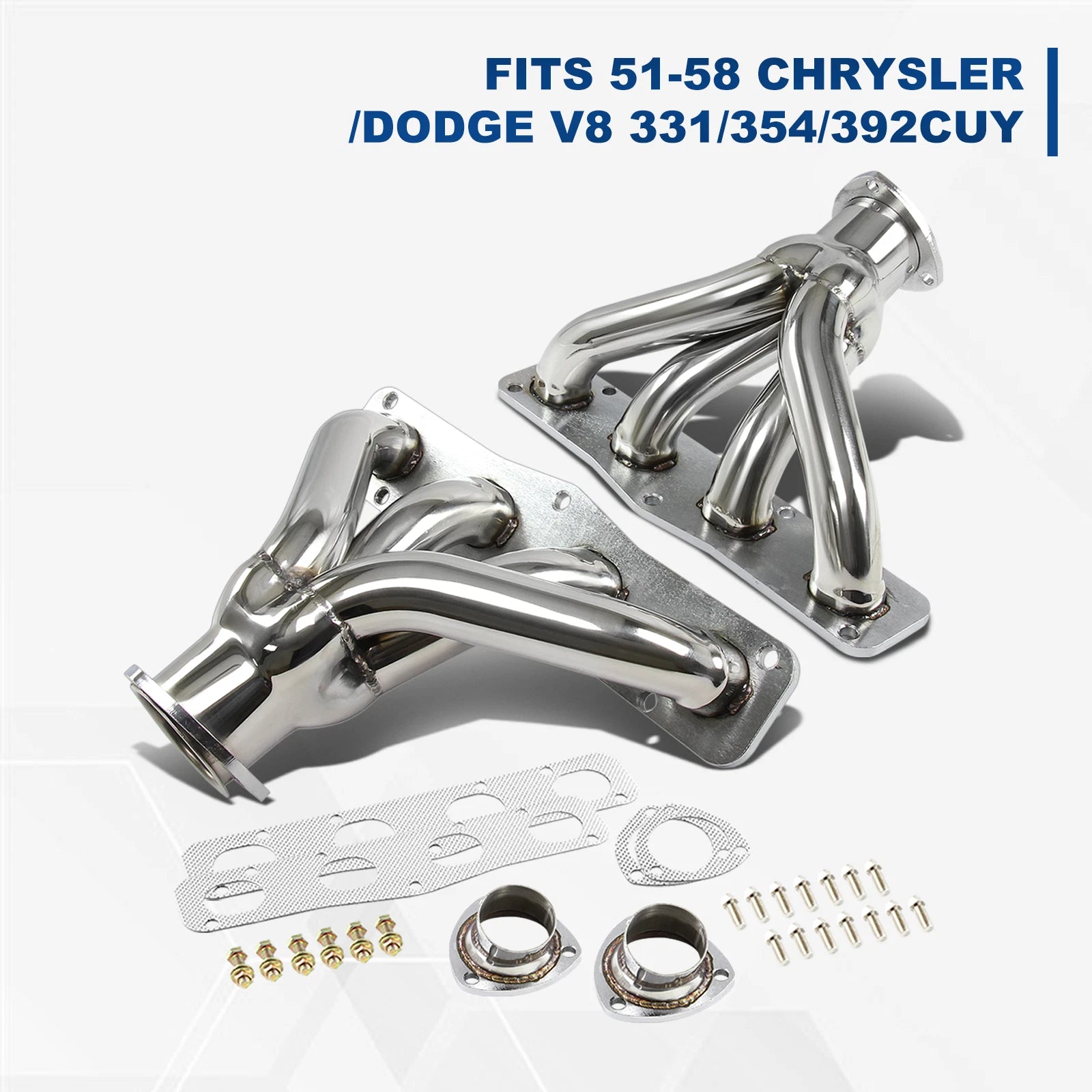 Stainless Steel Exhaust Header for Chrysler Hemi V8 354 392 (1951–1958)