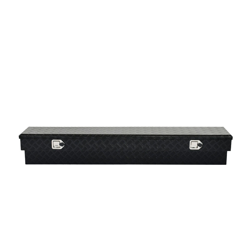 72" Gloss Black Aluminum Truck Side Tool Box Storage with Lock & Key