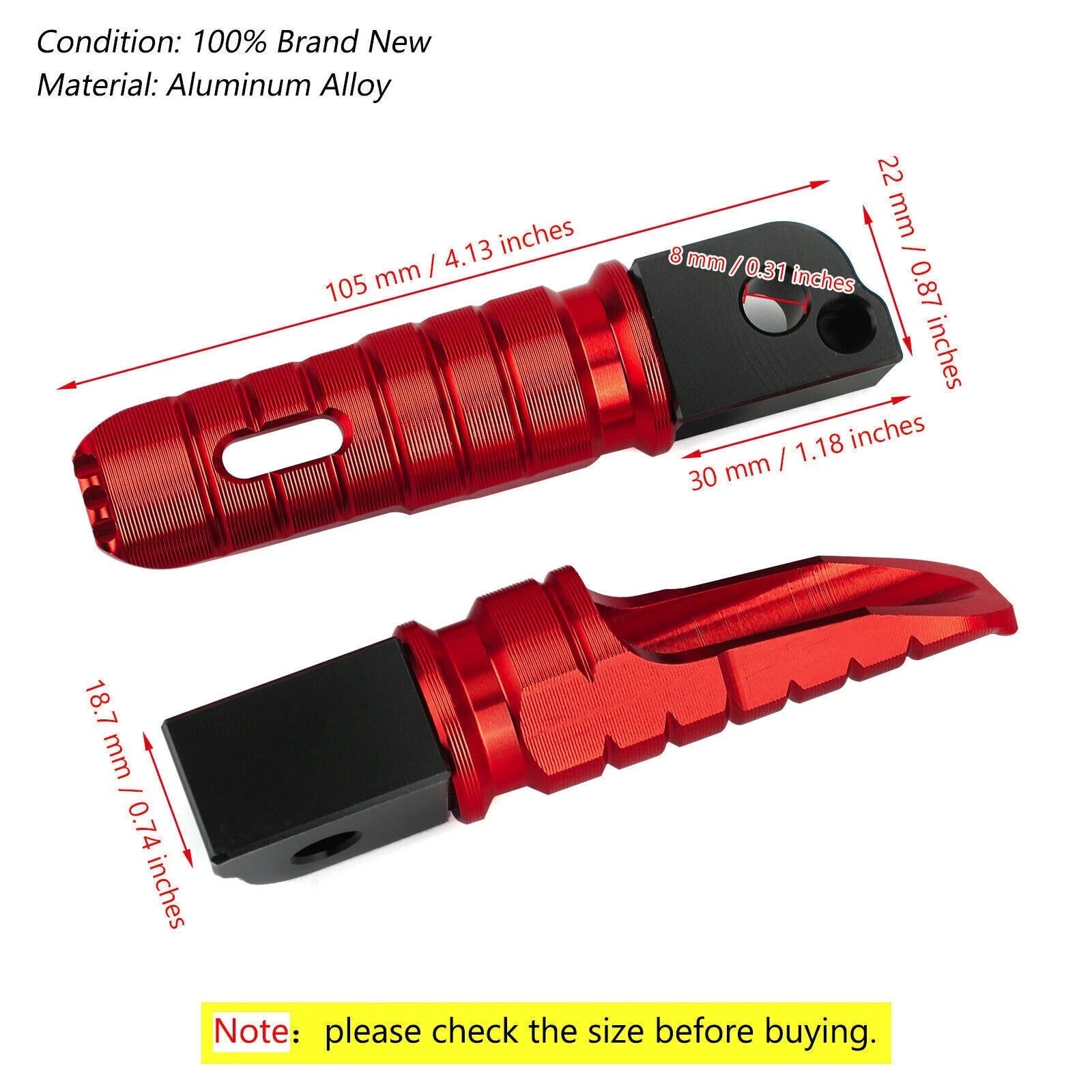 Rear Footrests Foot Pegs for BMW R Ninet F900R F900XR R1200R R1200RS R1250R (2014–2023) Red