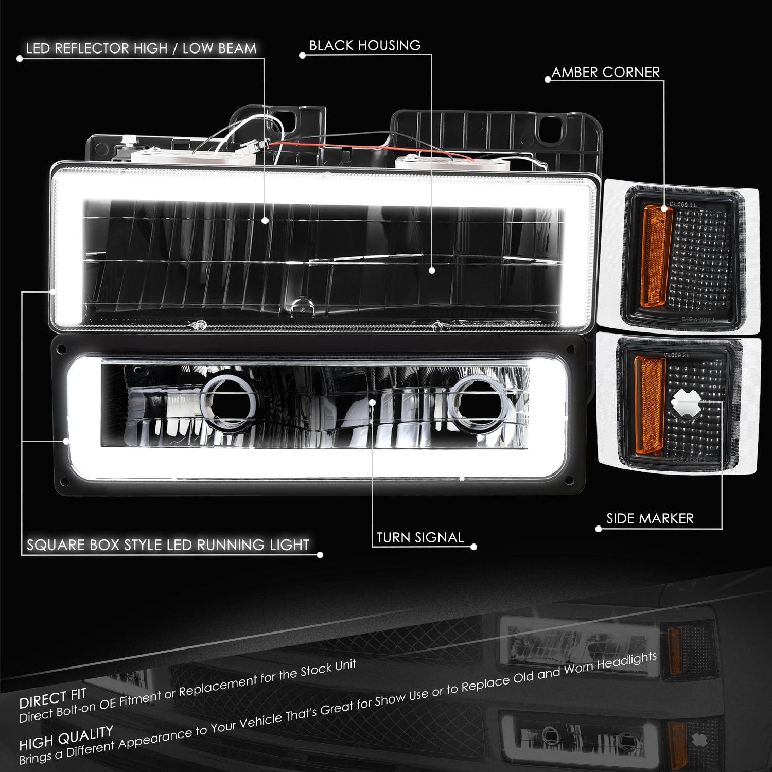 LED Headlight, Bumper Signal & Corner Lamps for Chevy C/K (1994–2000)