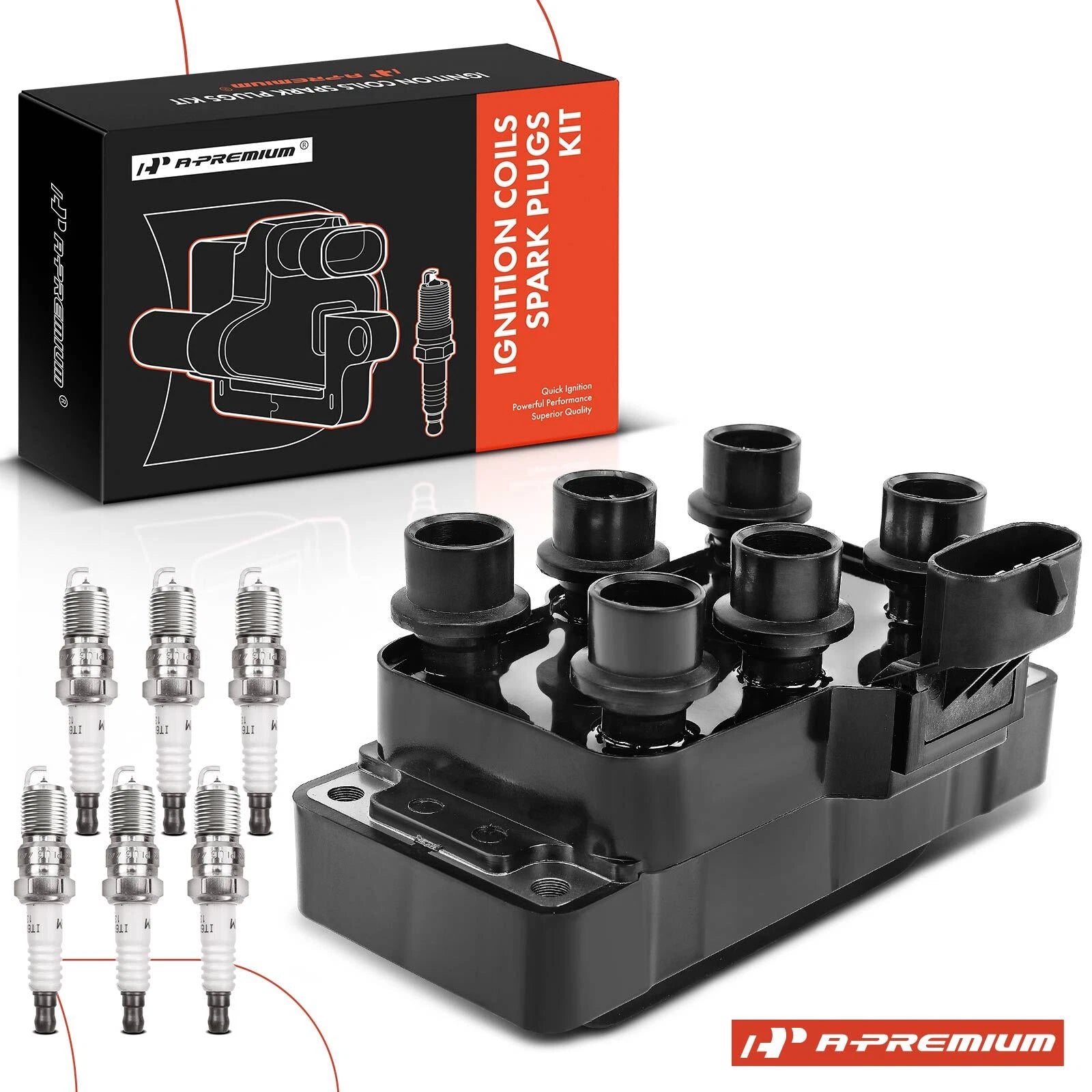 1x Ignition Coil & 6x Iridium Spark Plugs for Ford Taurus (1996–2000)