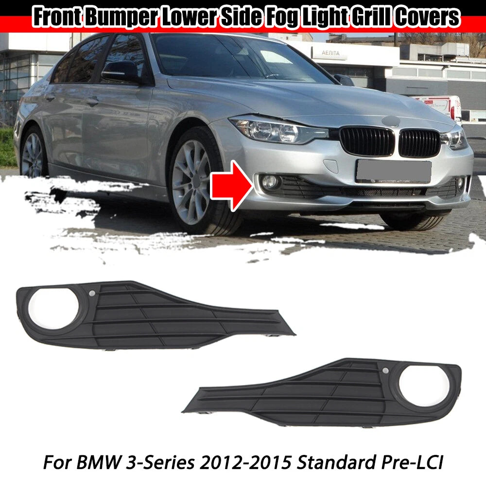 Pair Front Bumper Fog Light Grill Trims for BMW 3-Series (2012–2015)
