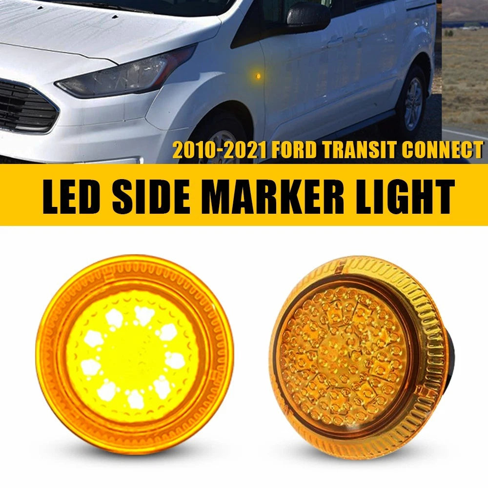 Set of 2 Amber LED Side Turn Signal Lights for Ford Transit Connect (2010–2023)
