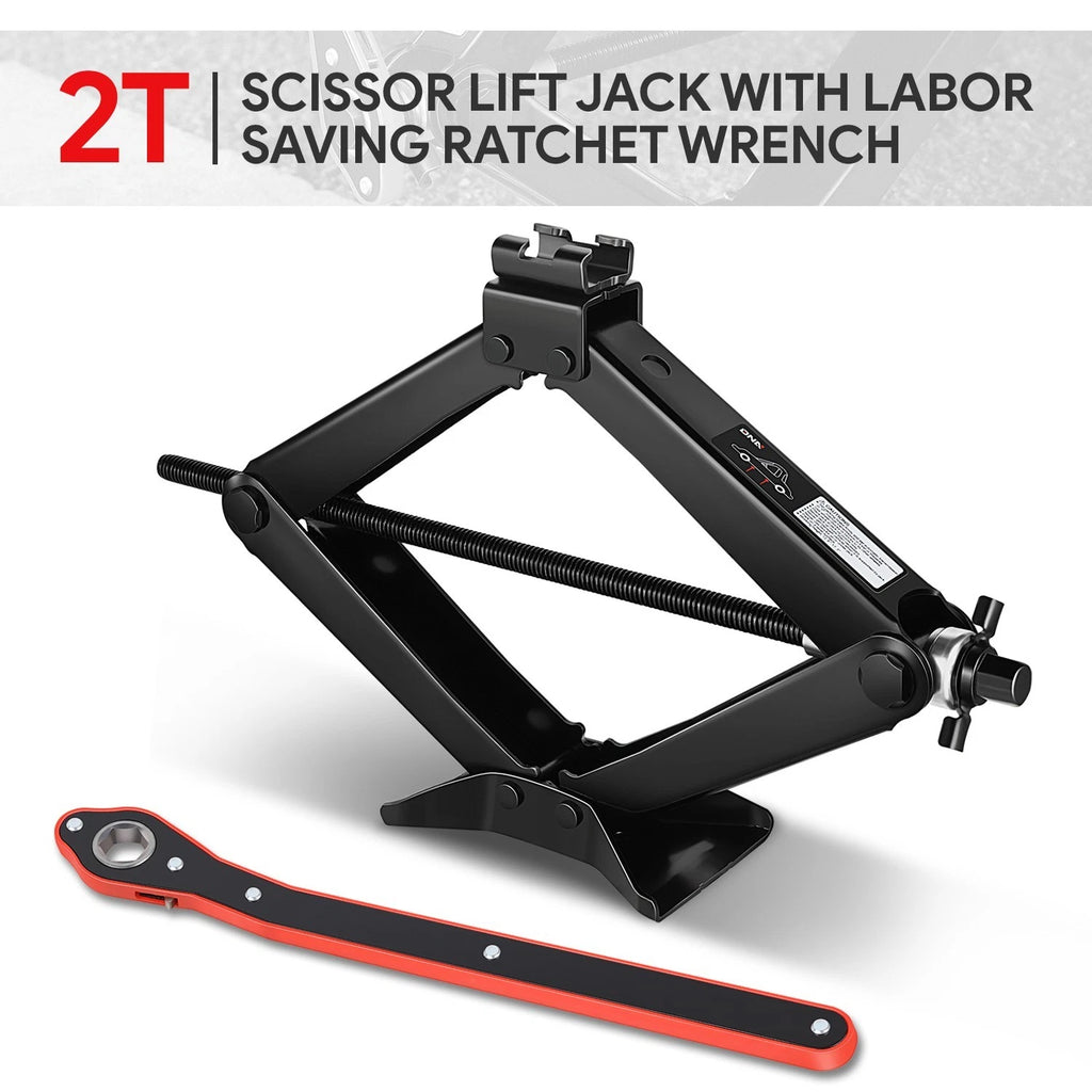 2.0 Ton Scissor Lift Jack with Ratchet Wrench Kit for Automotive Repairs