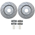 Front Brake Kit with 296mm Drilled Rotors & Akebono Pads for ES350, Avalon, Camry (2007–2019)
