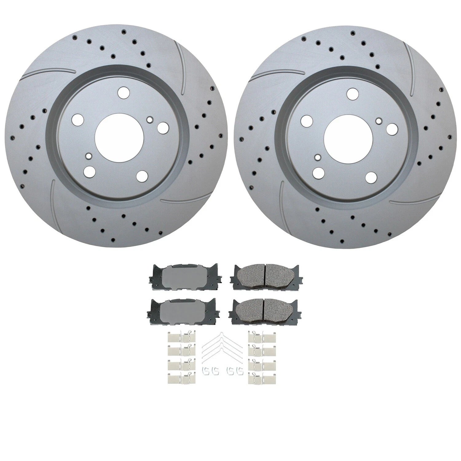 Front Brake Kit with 296mm Drilled Rotors & Akebono Pads for ES350, Avalon, Camry (2007–2019)
