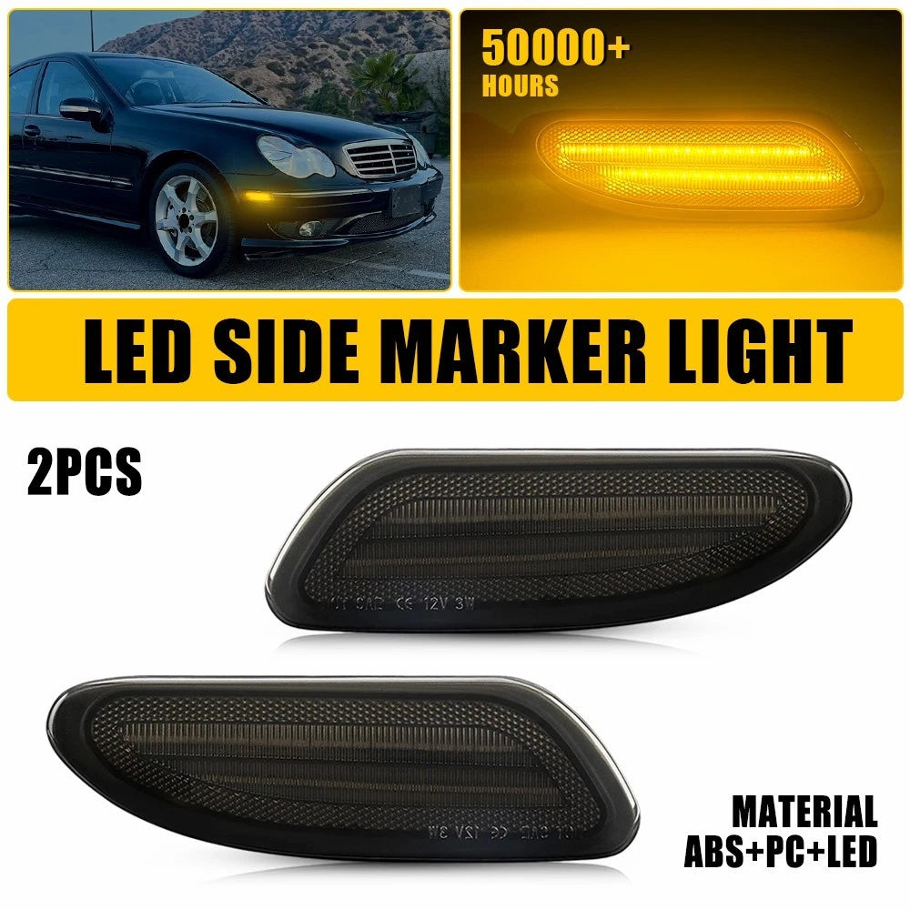 2X Smoked Amber LED Front Marker Light for Mercedes W203 C-Class (2001–2007) EPY