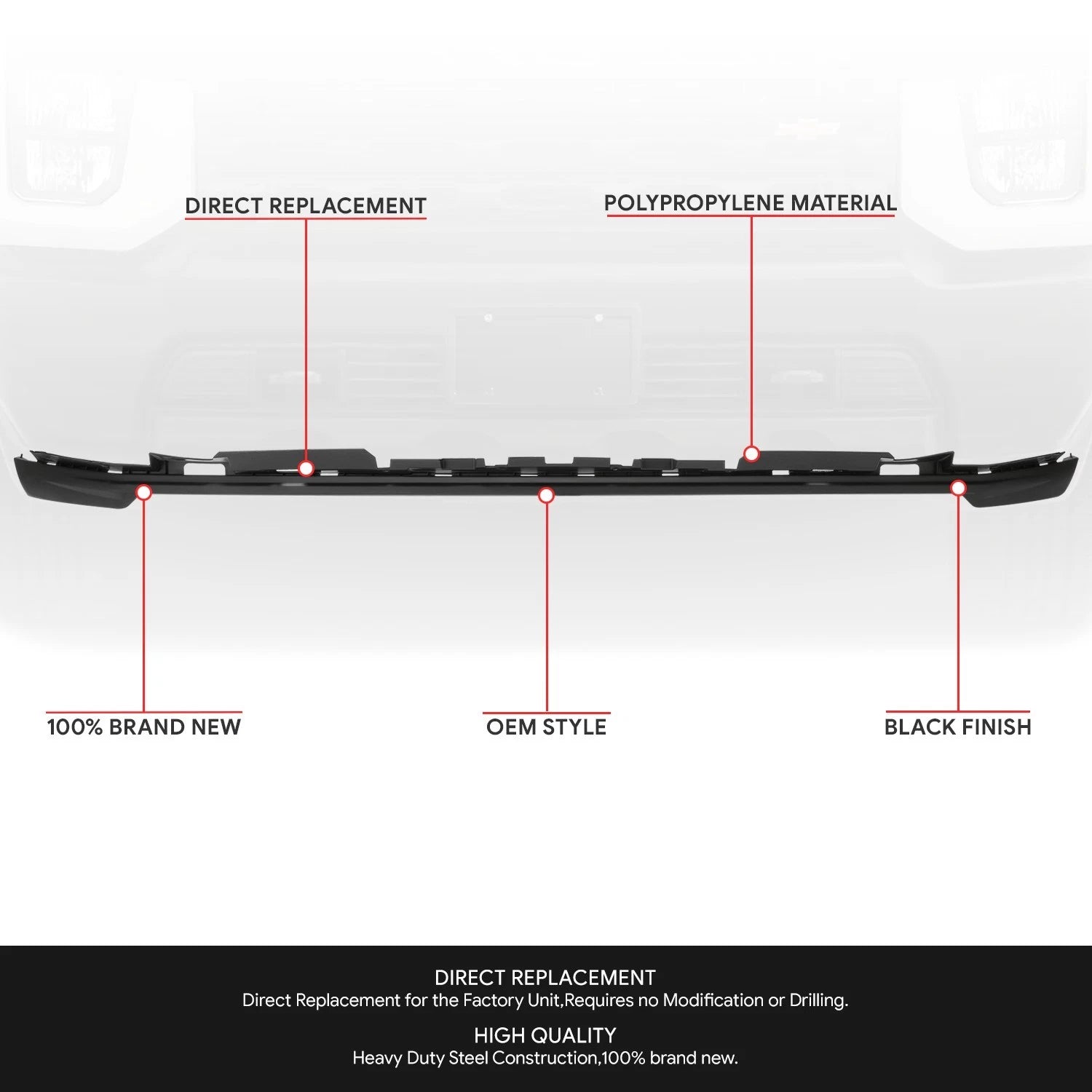 Front Bumper Valance for Silverado 2500 3500 HD (2019–2023)