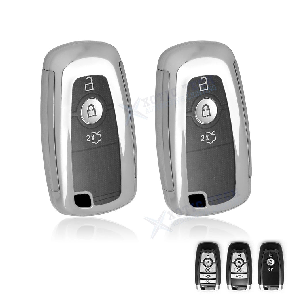 2pcs Silver Remote Key Fob Shell Case for Ford Explorer Edge F-150 F-250 (2011–2025)