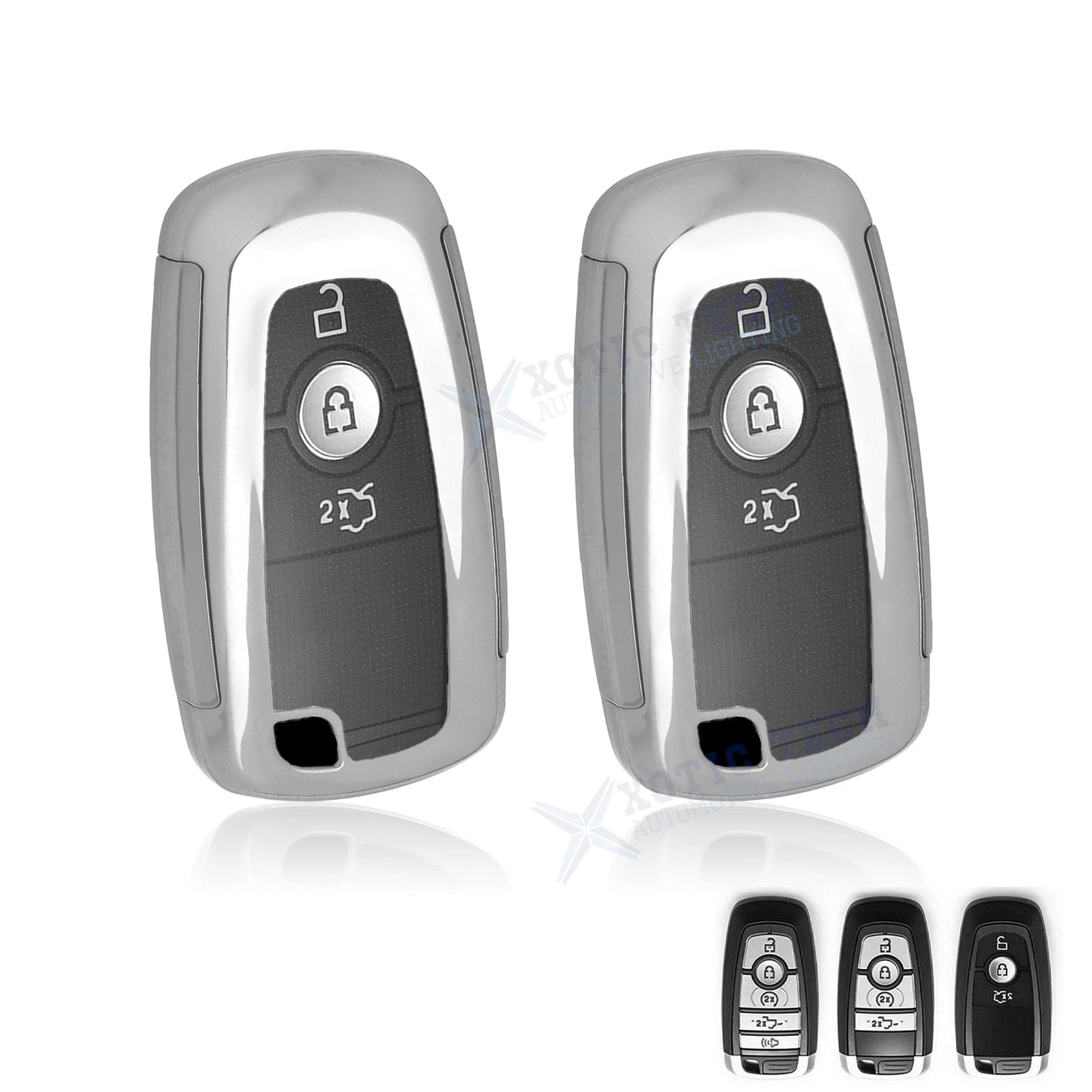 2pcs Silver Remote Key Fob Shell Case for Ford Explorer Edge F-150 F-250 (2011–2025)