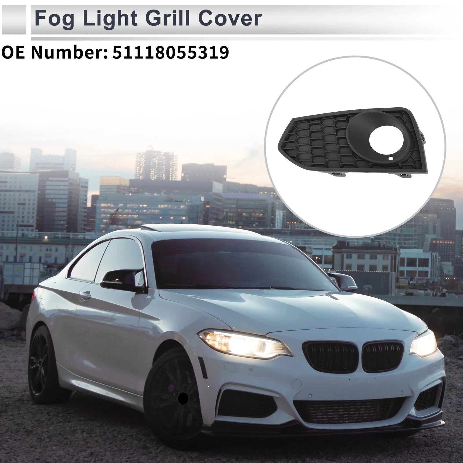 1pc Left Front Fog Light Grill for BMW 2 Series F22 (2012–2017) No.51118055319