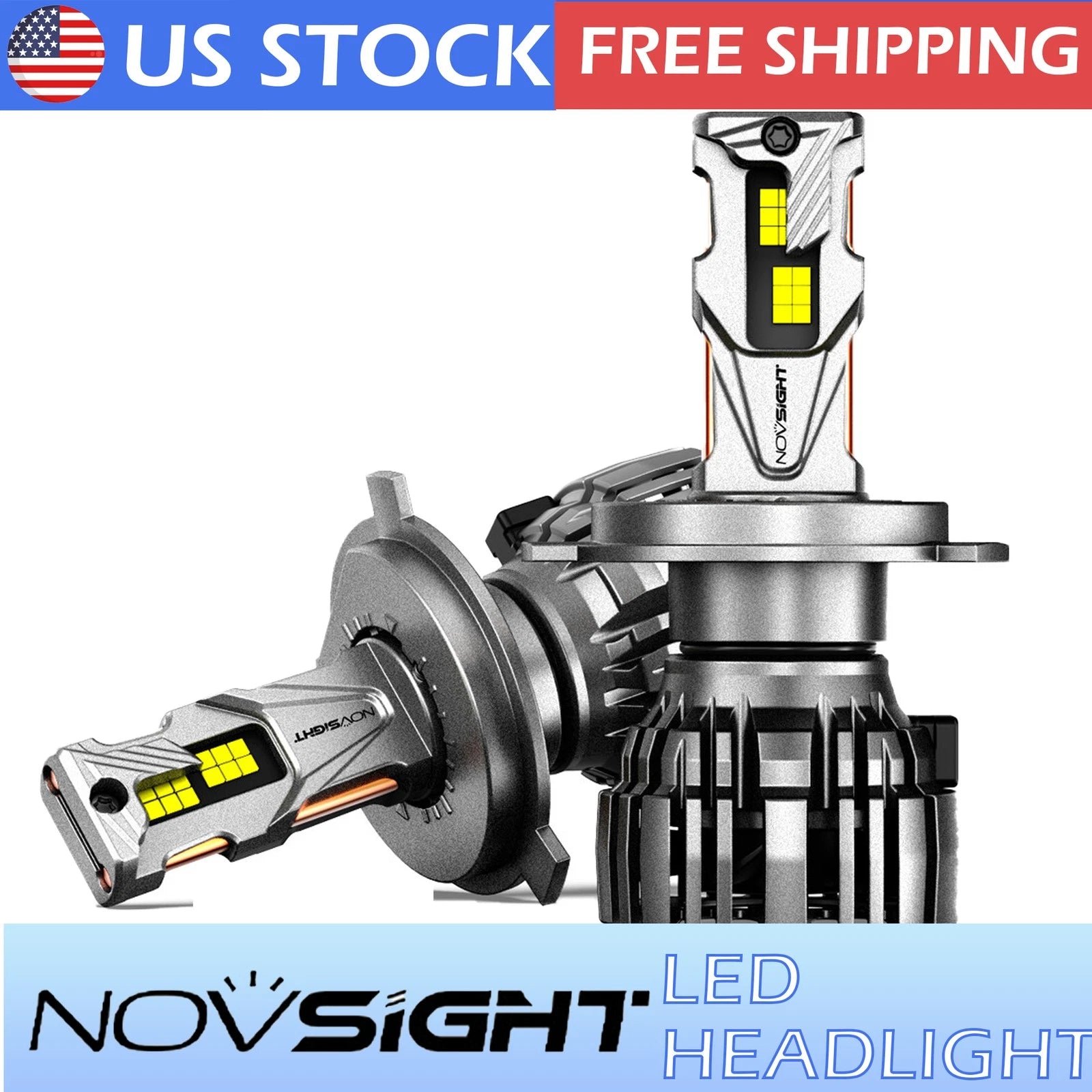 2X H4 LED Headlight Bulbs Kit for NOVSIGHT (32000LM, 6500K, Canbus)