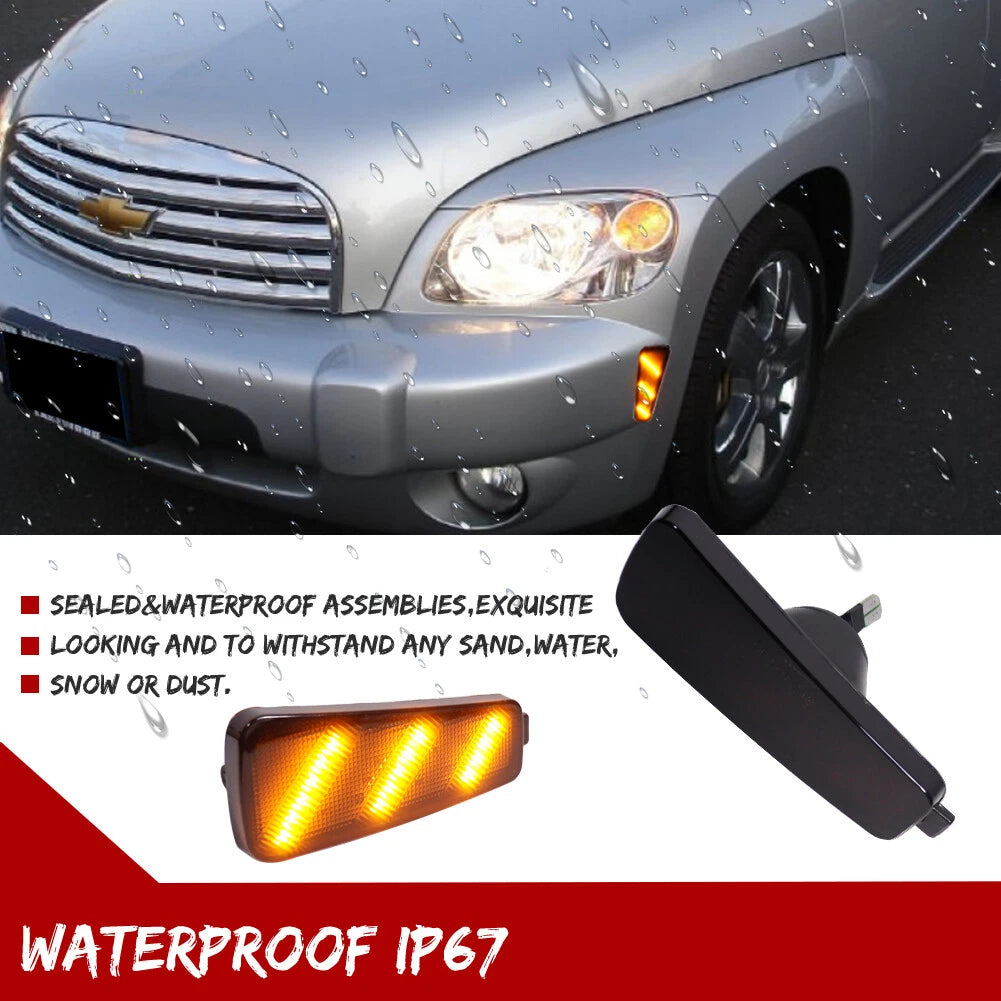 Smoked Lens Amber Front Bumper Side Marker Lights for Chevy HHR (2006–2011)