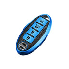 Blue TPU Leather Full Seal Keyless Remote Cover Protector for Nissan (2005-2007)