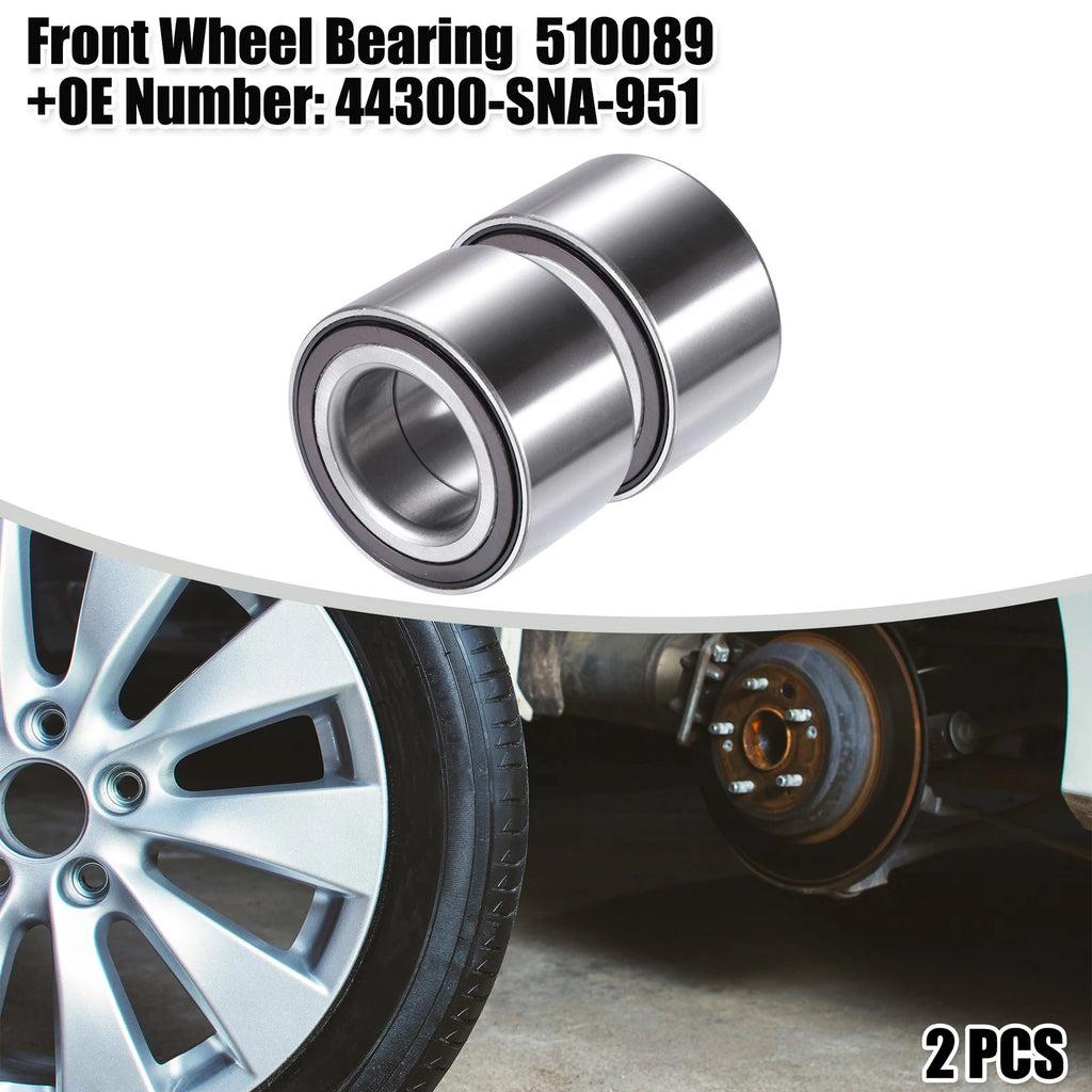 2pcs Wheel Bearing 510089 for Honda Civic (2006–2011) Silver Tone