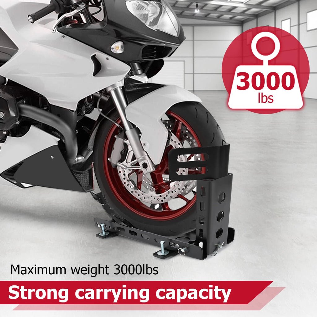 Wheel Chock Front Stand for Motorcycle (15"-22" Tire, 3000lbs Capacity)