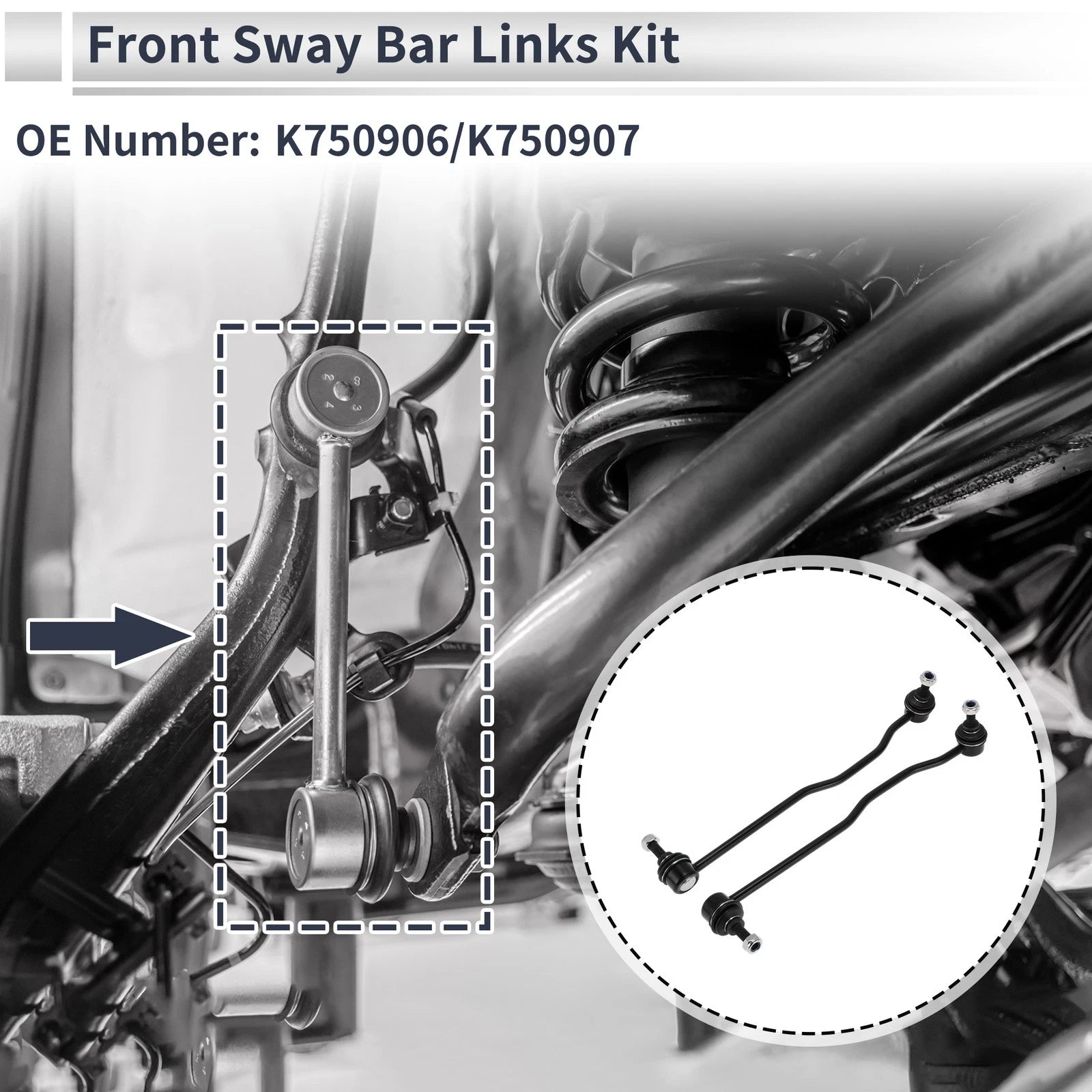 Set of 2 Front Stabilizer Bar Links for Subaru Legacy (2015–2019) No.K750906/K750907