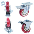 Set of 4 Heavy Duty 4" Swivel Caster Wheels with Brakes