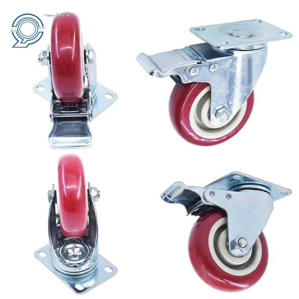 Set of 4 Heavy Duty 4" Swivel Caster Wheels with Brakes