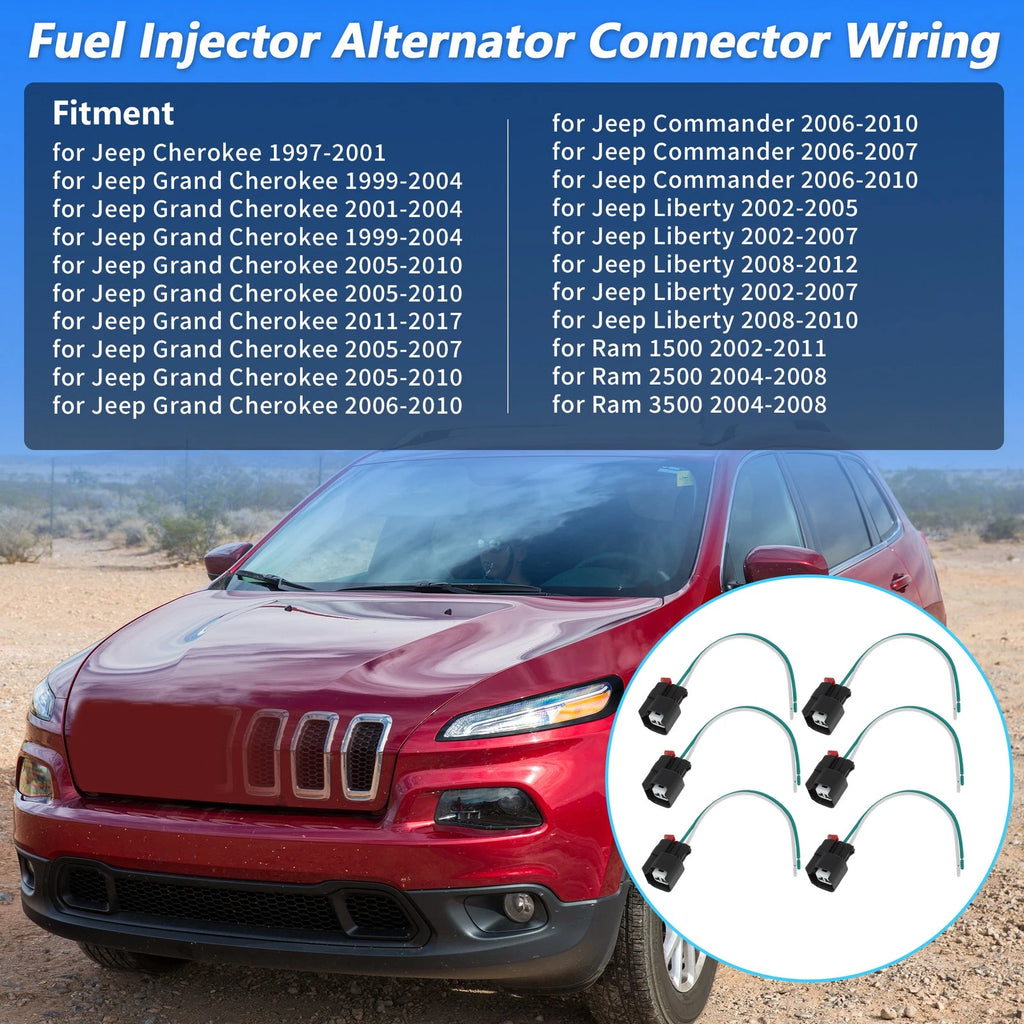 6 Pcs Fuel Injector Alternator Connector Wiring for Jeep Dodge Chrysler 