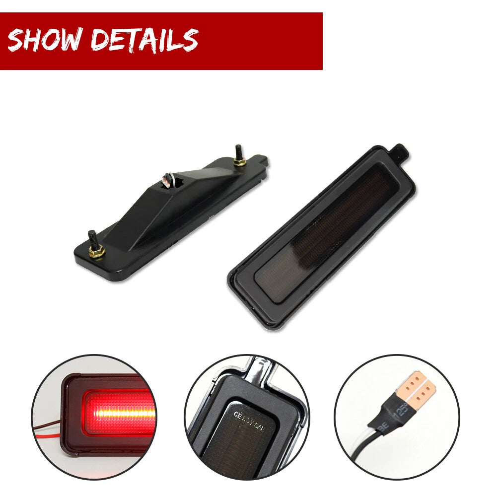 Smoke Red LED Rear Bumper Side Marker Lights for Pontiac Trans Am Firebird (1982–1992)