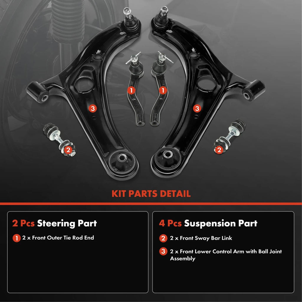 6-Piece Front Suspension Kit for Toyota Echo (1999â2005)