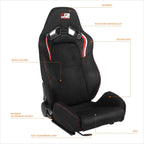 Reclinable Racing Bucket Seats Pair for J2 Engineering (Red/White Trim)