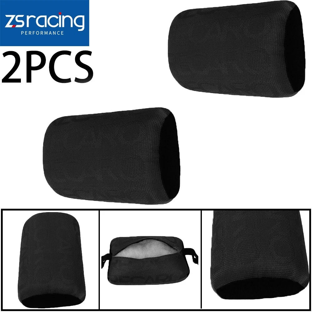 2X Black Fabric Headrest Pillow for Bucket Racing Seat