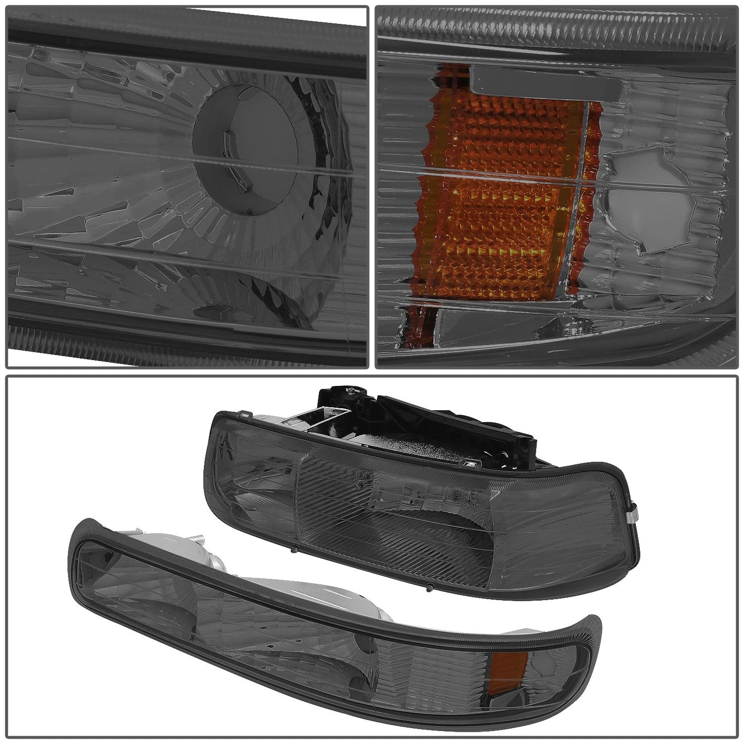 Smoked/Amber Side Headlight Bumper Lamps for Chevy Silverado (1999–2002)