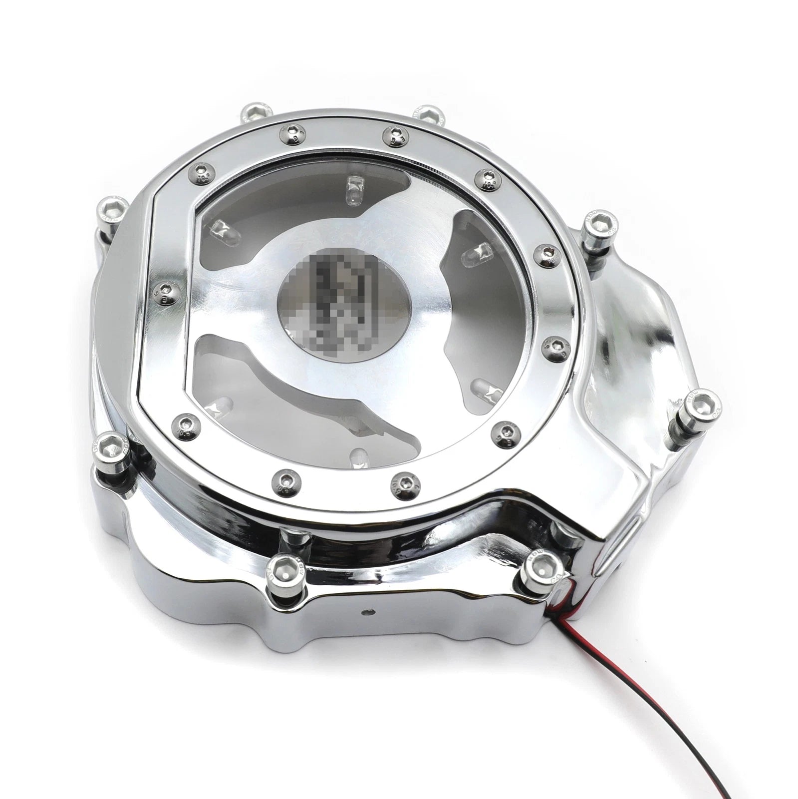 Chrome Left Engine Clutch Cover Guard w/ Green LED for Suzuki GSXR1000 (2005–2008)
