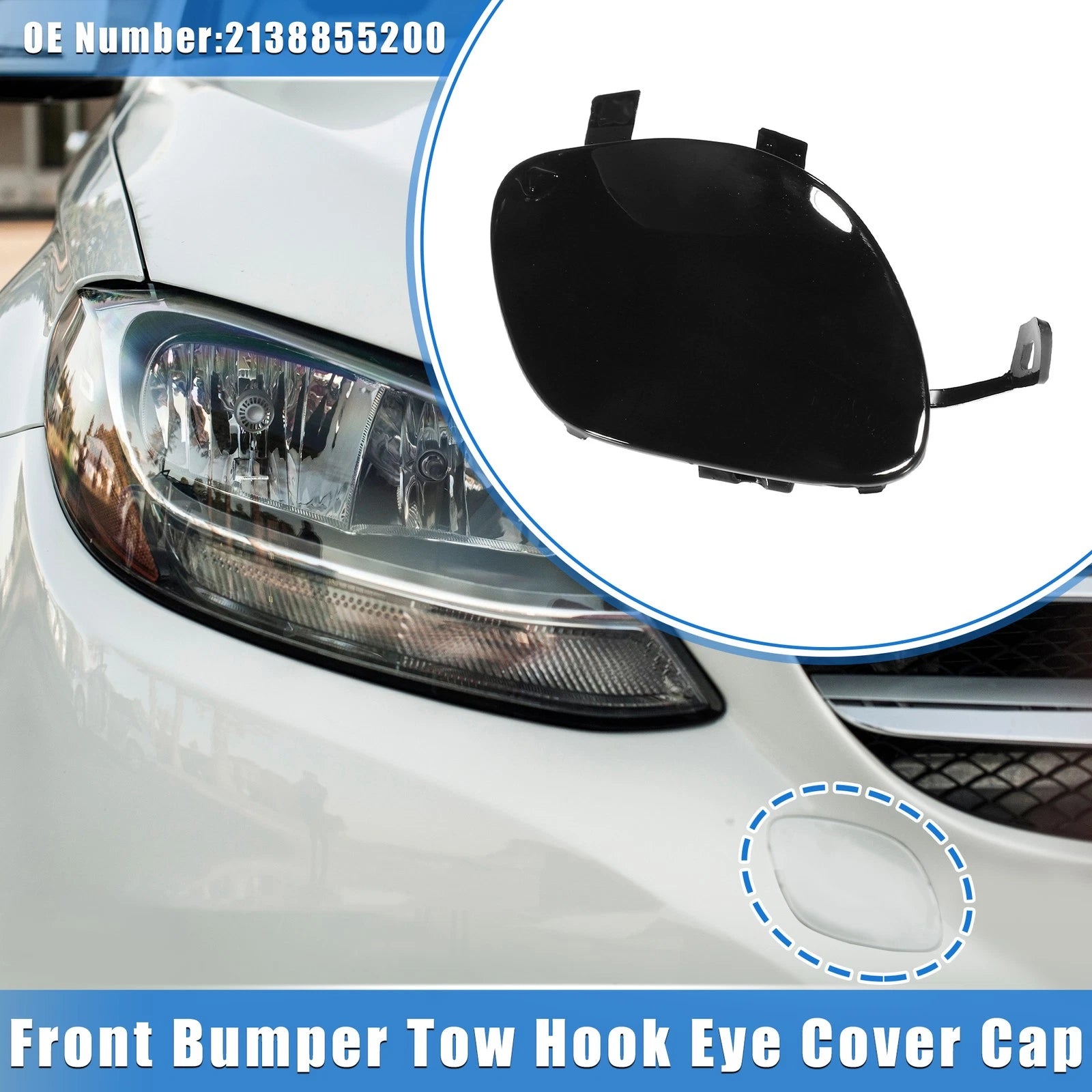 Tow Hook Eye Hole Cover for Mercedes-Benz E450 (2019–2020) Black
