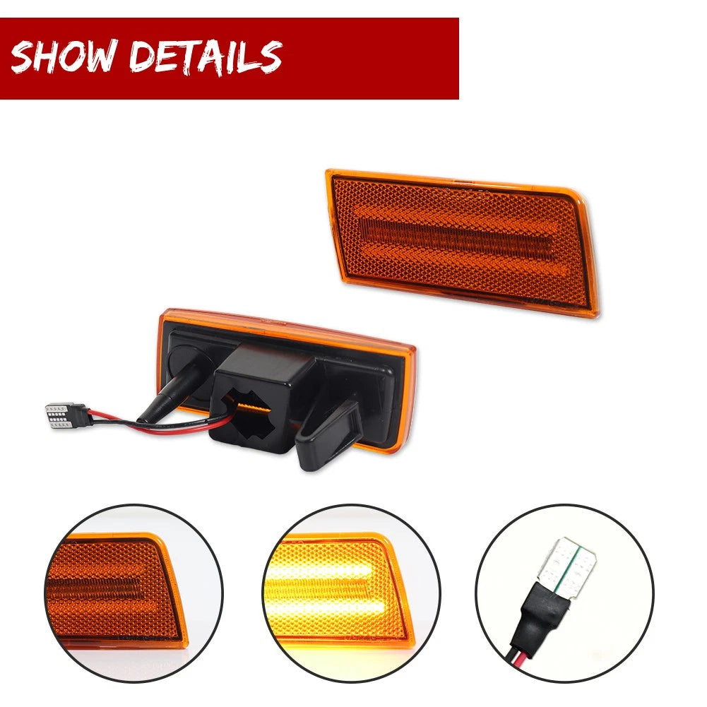 2X Amber Lens Full LED Front Side Marker Lights for Chrysler 300 (2005–2010)