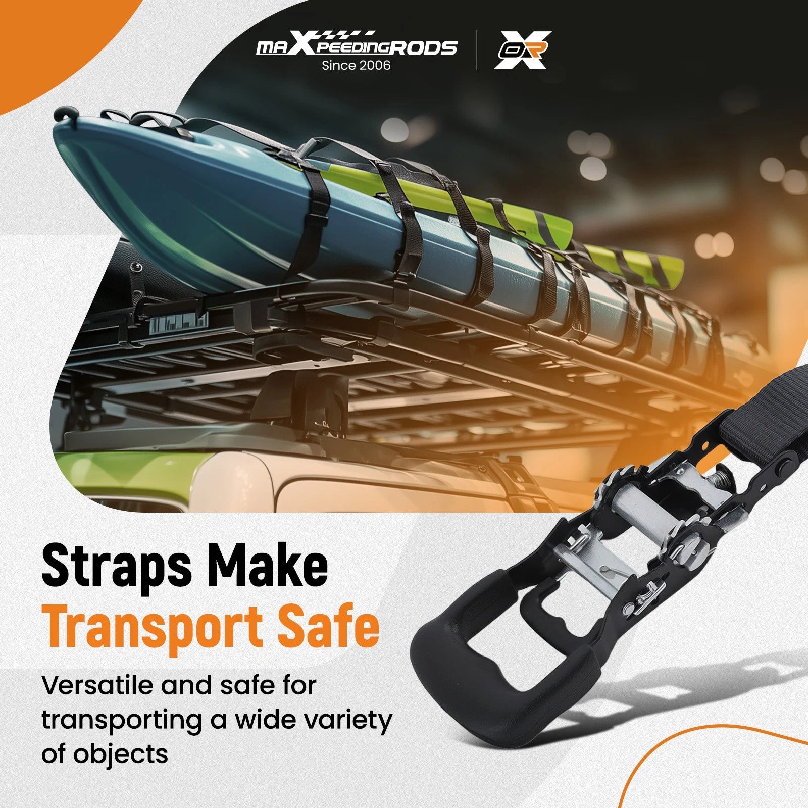 Ratchet Tie Down Straps 1.6in x 8ft (4 Pack) for Truck  (2018–2024)
