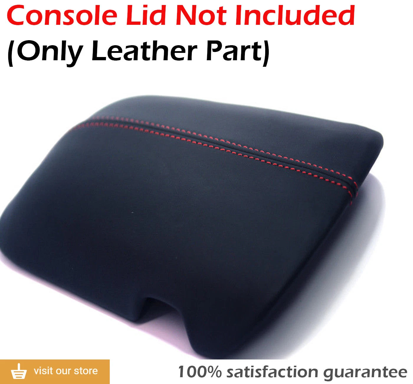 Center Console Armrest Cover for Ford Mustang (2015–2019) Red Stitch