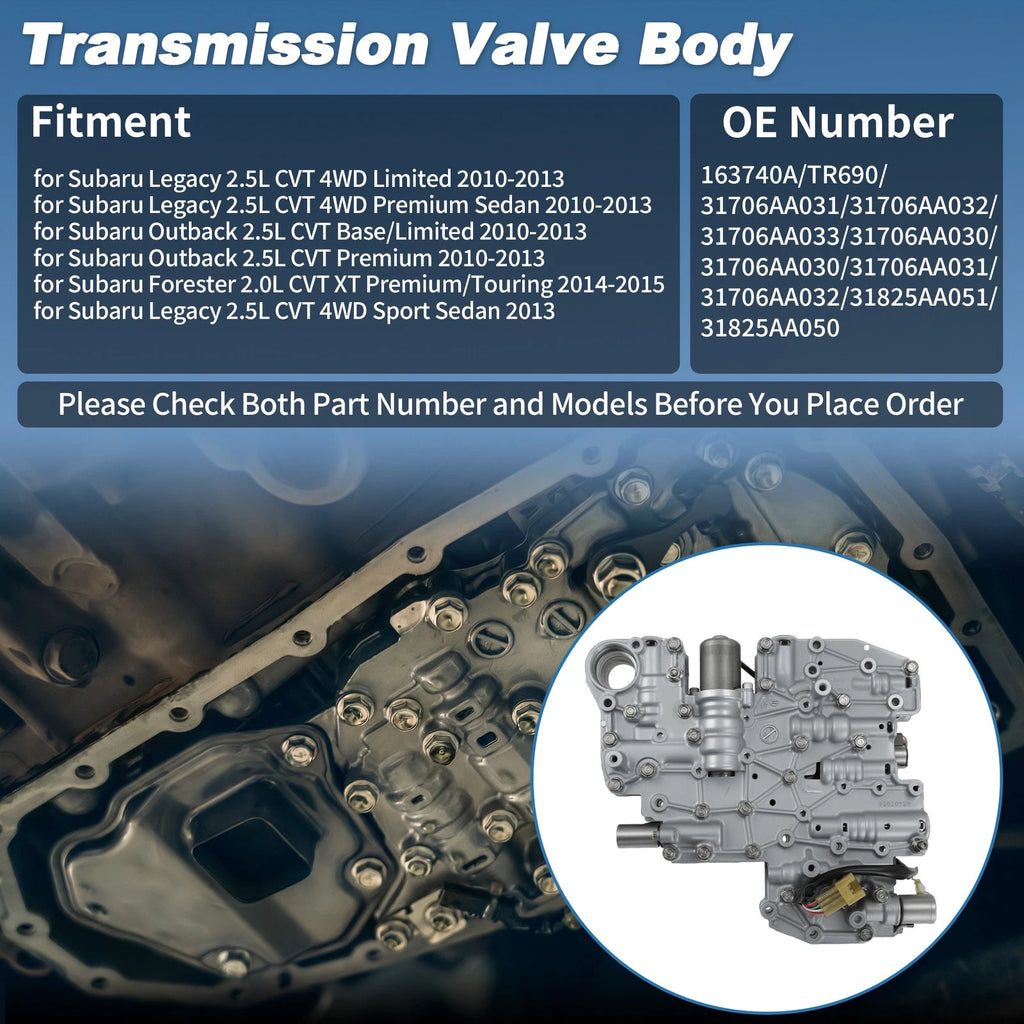 CVT Transmission Valve Body for Subaru Legacy Outback Forester (TR690/163740A)