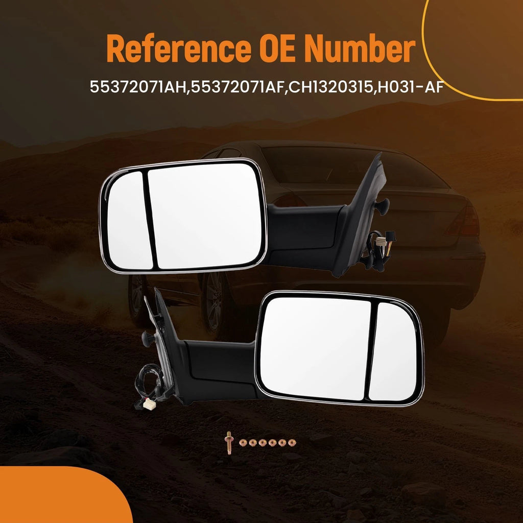 Chrome Side View Mirror for Dodge Ram 1500 (2009–2018) Heated LED CH1320315
